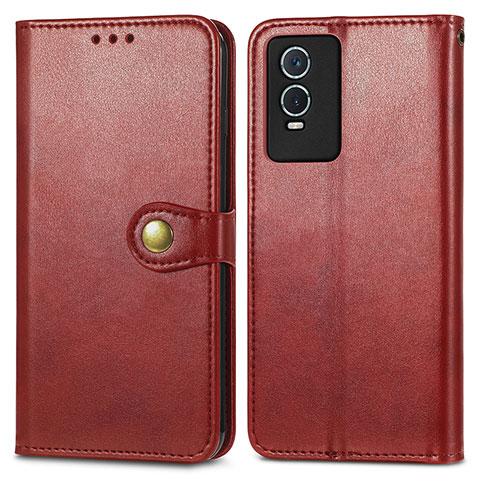 Coque Portefeuille Livre Cuir Etui Clapet S05D pour Vivo Y76s 5G Rouge