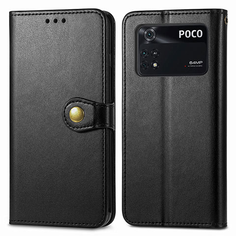 Coque Portefeuille Livre Cuir Etui Clapet S05D pour Xiaomi Poco M4 Pro 4G Noir