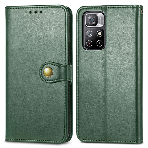 Coque Portefeuille Livre Cuir Etui Clapet S05D pour Xiaomi Poco M4 Pro 5G Vert