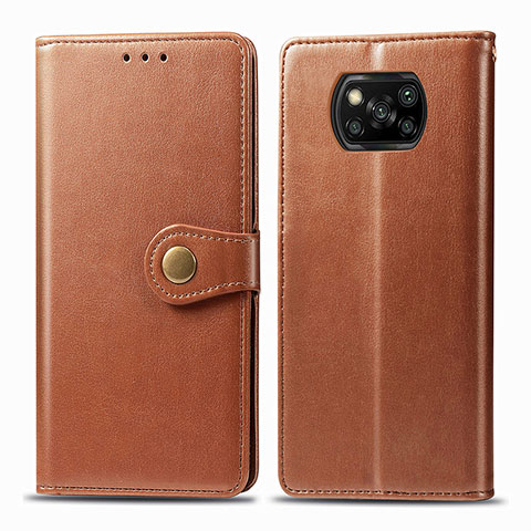 Coque Portefeuille Livre Cuir Etui Clapet S05D pour Xiaomi Poco X3 NFC Marron