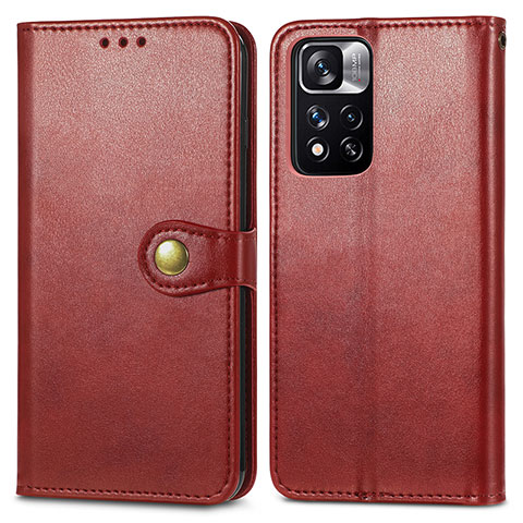 Coque Portefeuille Livre Cuir Etui Clapet S05D pour Xiaomi Poco X4 NFC Rouge