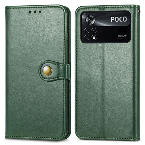 Coque Portefeuille Livre Cuir Etui Clapet S05D pour Xiaomi Poco X4 Pro 5G Vert