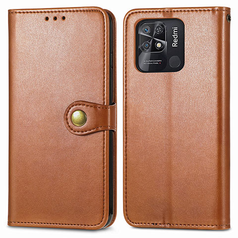 Coque Portefeuille Livre Cuir Etui Clapet S05D pour Xiaomi Redmi 10 India Marron