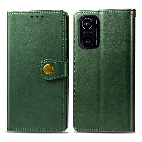 Coque Portefeuille Livre Cuir Etui Clapet S05D pour Xiaomi Redmi K40 5G Vert