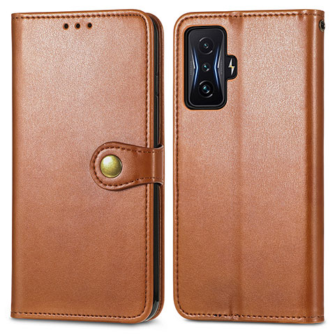 Coque Portefeuille Livre Cuir Etui Clapet S05D pour Xiaomi Redmi K50 Gaming 5G Marron