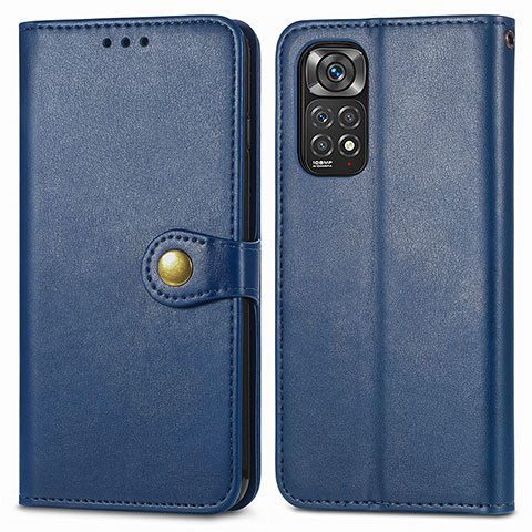 Coque Portefeuille Livre Cuir Etui Clapet S05D pour Xiaomi Redmi Note 11 Pro 4G Bleu