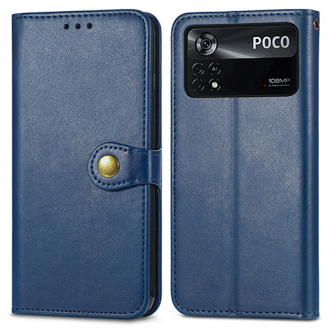 Coque Portefeuille Livre Cuir Etui Clapet S05D pour Xiaomi Redmi Note 11E Pro 5G Bleu