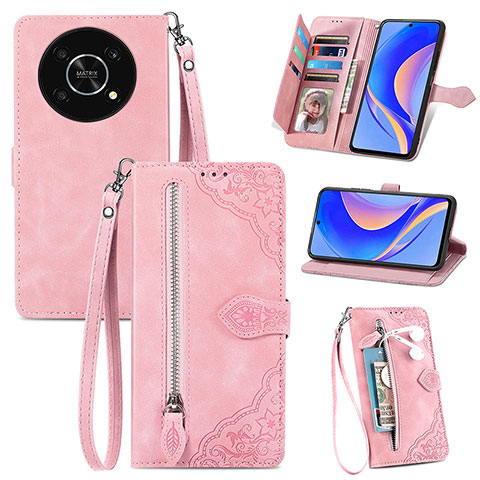 Coque Portefeuille Livre Cuir Etui Clapet S06D pour Huawei Enjoy 50 Pro Rose