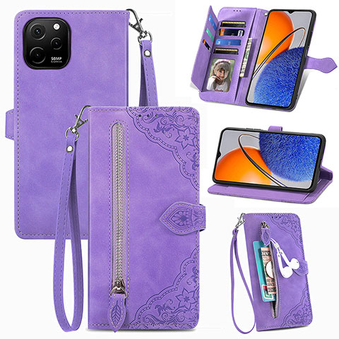 Coque Portefeuille Livre Cuir Etui Clapet S06D pour Huawei Enjoy 50z Violet