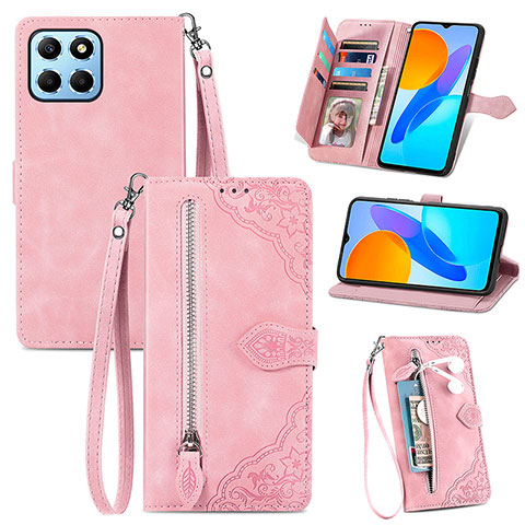 Coque Portefeuille Livre Cuir Etui Clapet S06D pour Huawei Honor 70 Lite 5G Rose