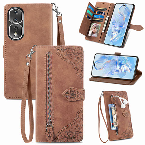 Coque Portefeuille Livre Cuir Etui Clapet S06D pour Huawei Honor 80 Pro 5G Marron