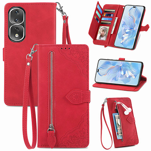 Coque Portefeuille Livre Cuir Etui Clapet S06D pour Huawei Honor 80 Pro Flat 5G Rouge