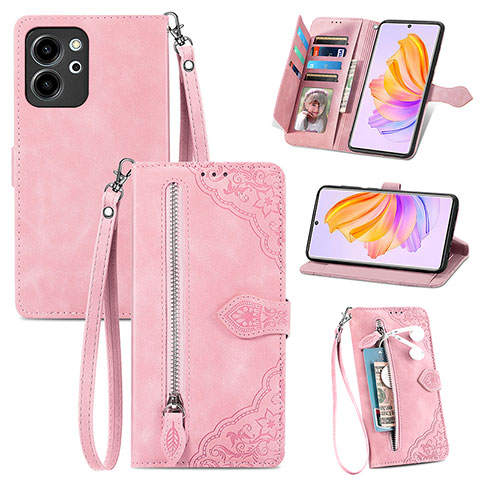 Coque Portefeuille Livre Cuir Etui Clapet S06D pour Huawei Honor 80 SE 5G Rose