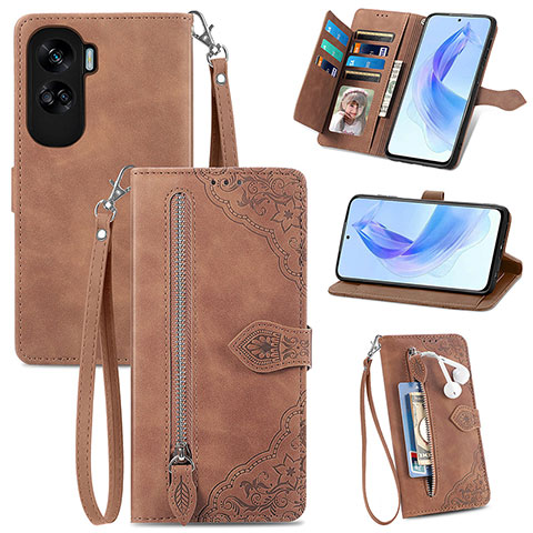 Coque Portefeuille Livre Cuir Etui Clapet S06D pour Huawei Honor 90 Lite 5G Marron