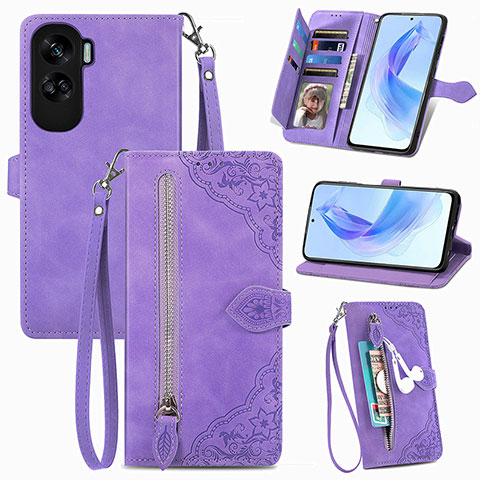 Coque Portefeuille Livre Cuir Etui Clapet S06D pour Huawei Honor 90 Lite 5G Violet