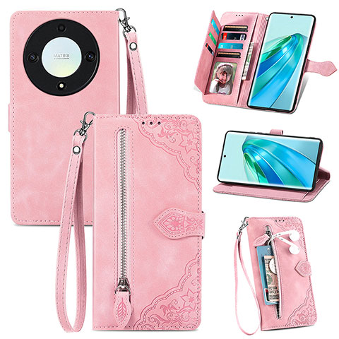 Coque Portefeuille Livre Cuir Etui Clapet S06D pour Huawei Honor Magic5 Lite 5G Rose