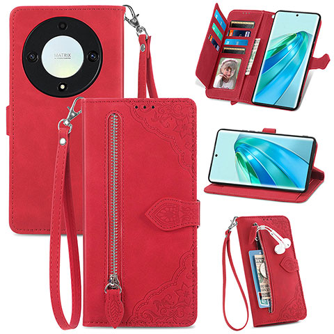 Coque Portefeuille Livre Cuir Etui Clapet S06D pour Huawei Honor Magic5 Lite 5G Rouge