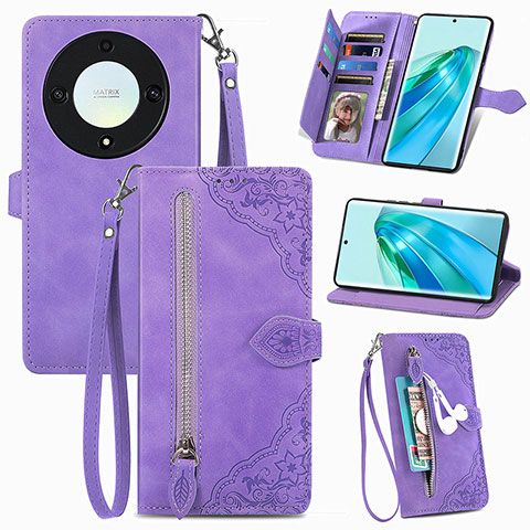 Coque Portefeuille Livre Cuir Etui Clapet S06D pour Huawei Honor Magic5 Lite 5G Violet