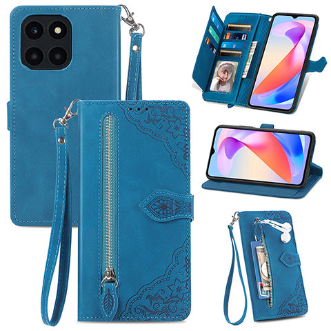 Coque Portefeuille Livre Cuir Etui Clapet S06D pour Huawei Honor X6a Bleu