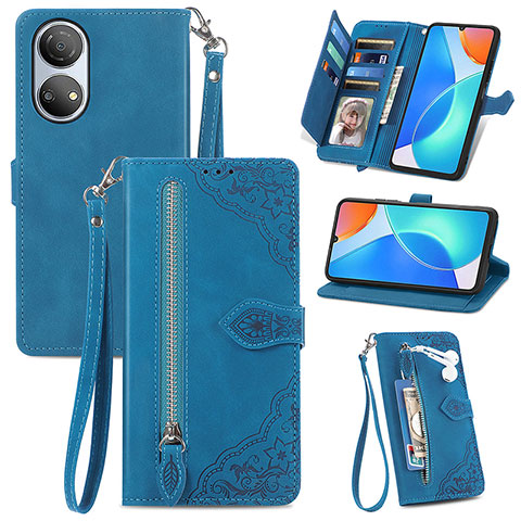 Coque Portefeuille Livre Cuir Etui Clapet S06D pour Huawei Honor X7 Bleu