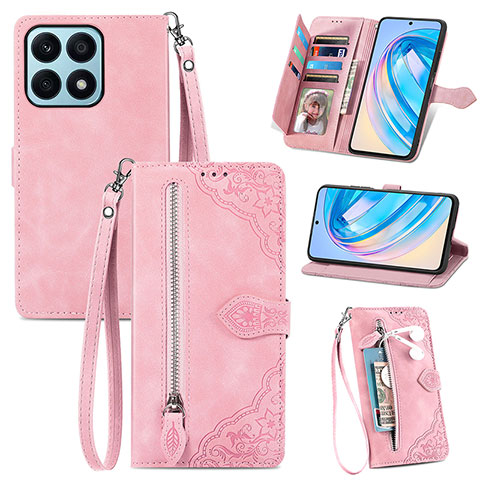 Coque Portefeuille Livre Cuir Etui Clapet S06D pour Huawei Honor X8a 4G Rose