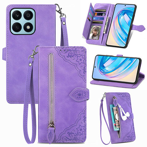 Coque Portefeuille Livre Cuir Etui Clapet S06D pour Huawei Honor X8a 4G Violet