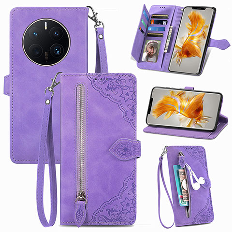 Coque Portefeuille Livre Cuir Etui Clapet S06D pour Huawei Mate 50 Pro Violet