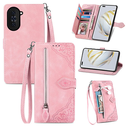 Coque Portefeuille Livre Cuir Etui Clapet S06D pour Huawei Nova 10 Pro Rose