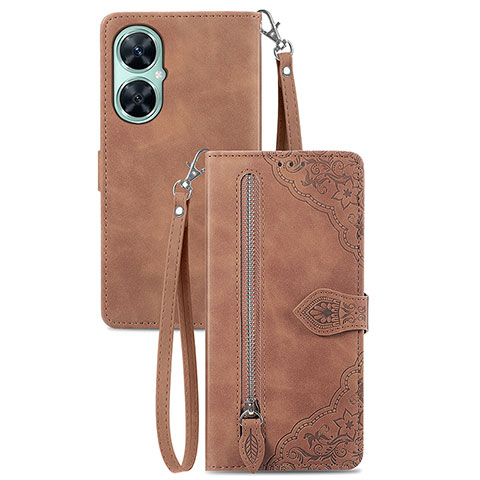 Coque Portefeuille Livre Cuir Etui Clapet S06D pour Huawei Nova 11i Marron