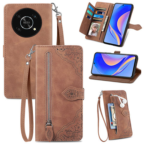 Coque Portefeuille Livre Cuir Etui Clapet S06D pour Huawei Nova Y90 Marron