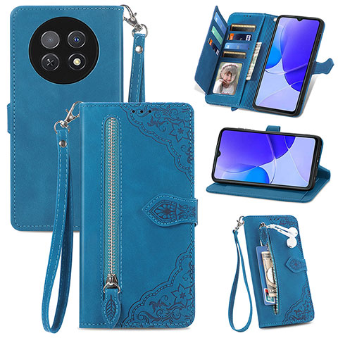 Coque Portefeuille Livre Cuir Etui Clapet S06D pour Huawei Nova Y91 Bleu