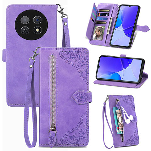 Coque Portefeuille Livre Cuir Etui Clapet S06D pour Huawei Nova Y91 Violet