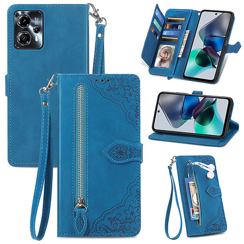 Coque Portefeuille Livre Cuir Etui Clapet S06D pour Motorola Moto G13 Bleu