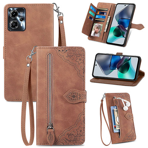 Coque Portefeuille Livre Cuir Etui Clapet S06D pour Motorola Moto G13 Marron