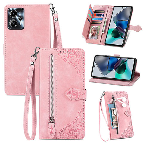 Coque Portefeuille Livre Cuir Etui Clapet S06D pour Motorola Moto G13 Rose