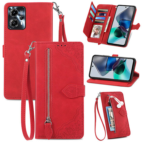 Coque Portefeuille Livre Cuir Etui Clapet S06D pour Motorola Moto G13 Rouge