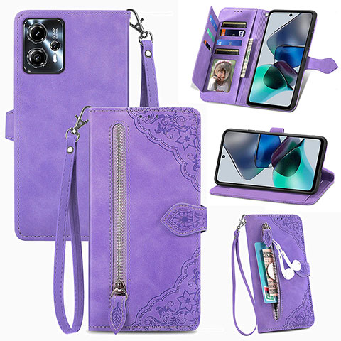 Coque Portefeuille Livre Cuir Etui Clapet S06D pour Motorola Moto G13 Violet