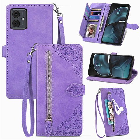 Coque Portefeuille Livre Cuir Etui Clapet S06D pour Motorola Moto G14 Violet