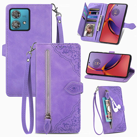 Coque Portefeuille Livre Cuir Etui Clapet S06D pour Motorola Moto G84 5G Violet