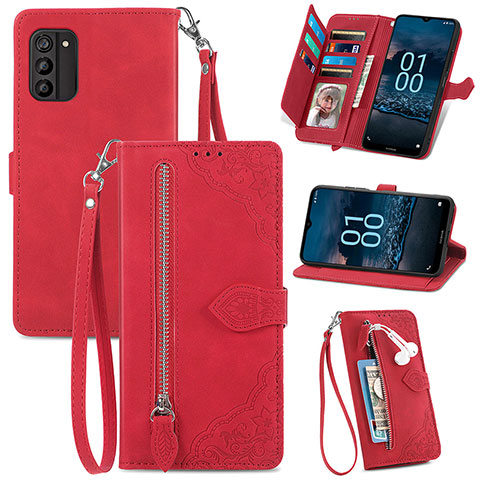 Coque Portefeuille Livre Cuir Etui Clapet S06D pour Nokia G100 Rouge