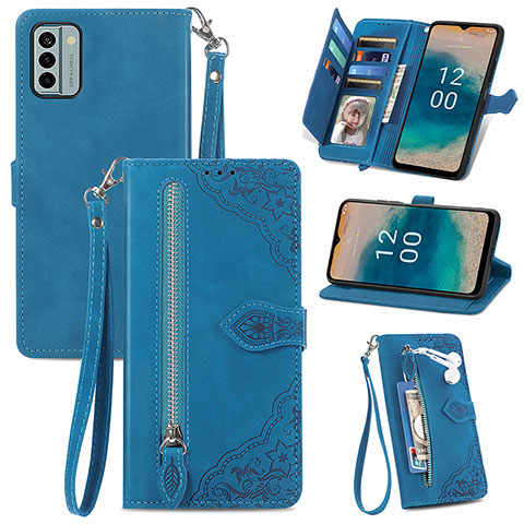 Coque Portefeuille Livre Cuir Etui Clapet S06D pour Nokia G22 Bleu