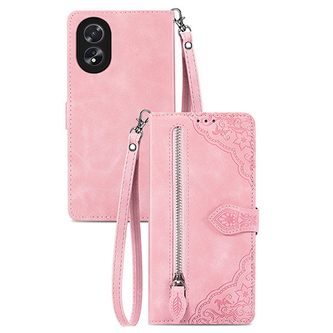 Coque Portefeuille Livre Cuir Etui Clapet S06D pour Oppo A18 Rose