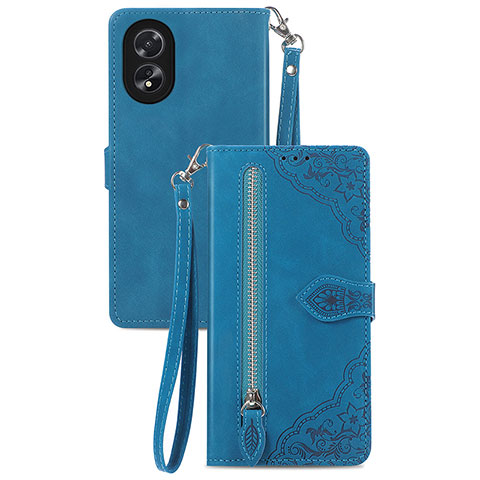 Coque Portefeuille Livre Cuir Etui Clapet S06D pour Oppo A58 4G Bleu