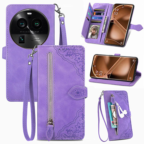 Coque Portefeuille Livre Cuir Etui Clapet S06D pour Oppo Find X6 5G Violet