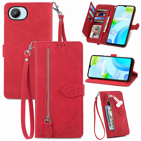 Coque Portefeuille Livre Cuir Etui Clapet S06D pour Realme C30s Rouge