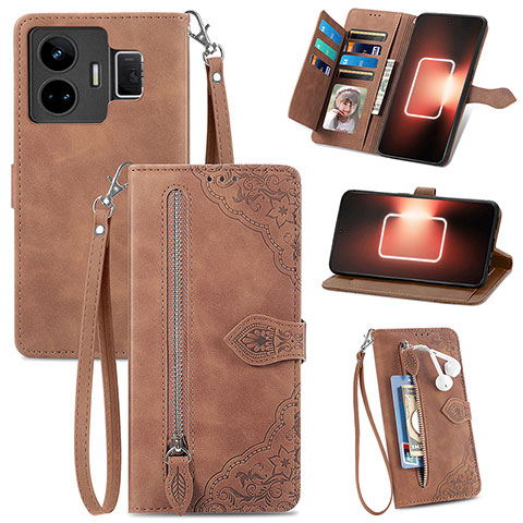 Coque Portefeuille Livre Cuir Etui Clapet S06D pour Realme GT Neo6 5G Marron