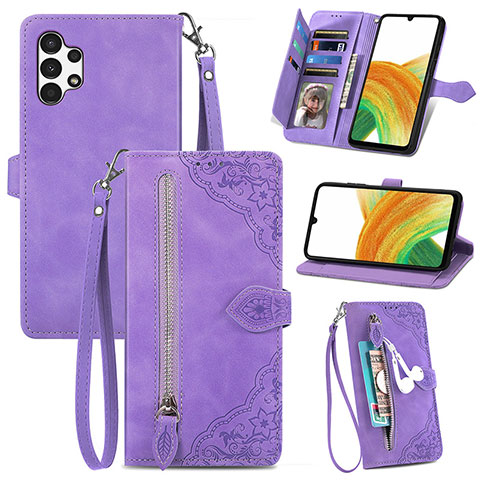Coque Portefeuille Livre Cuir Etui Clapet S06D pour Samsung Galaxy A13 4G Violet