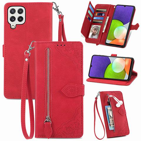 Coque Portefeuille Livre Cuir Etui Clapet S06D pour Samsung Galaxy A22 4G Rouge