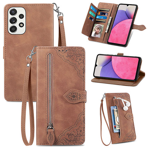 Coque Portefeuille Livre Cuir Etui Clapet S06D pour Samsung Galaxy A33 5G Marron