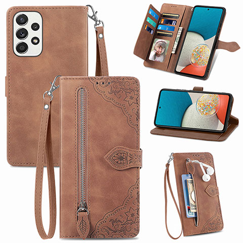 Coque Portefeuille Livre Cuir Etui Clapet S06D pour Samsung Galaxy A53 5G Marron